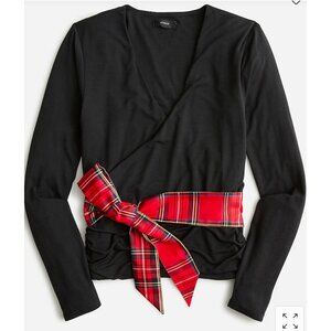 J.Crew $70 FormKnit Long-Sleeve Wrap Top Black Size XXS BM345